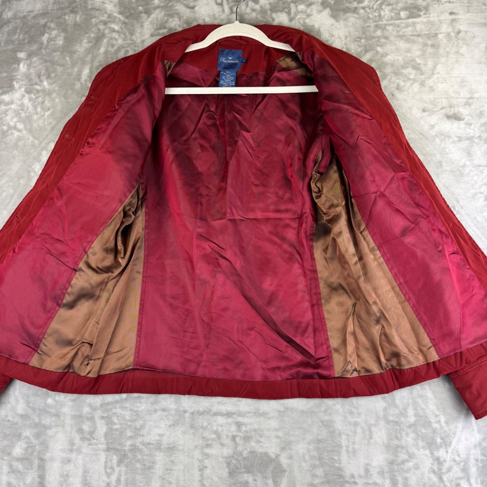 Faonnable Quilted Button Down Jacket Womens M Red… - image 4